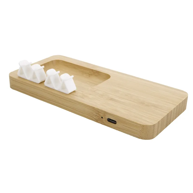 Bamboo 10W Wireless Charging Pad with Cable Organizer — view 3