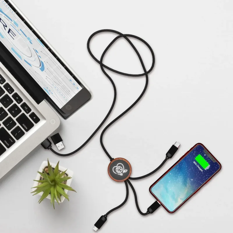 Bamboo 5-in-1 Charging Cable with Light-Up Logo — view 2
