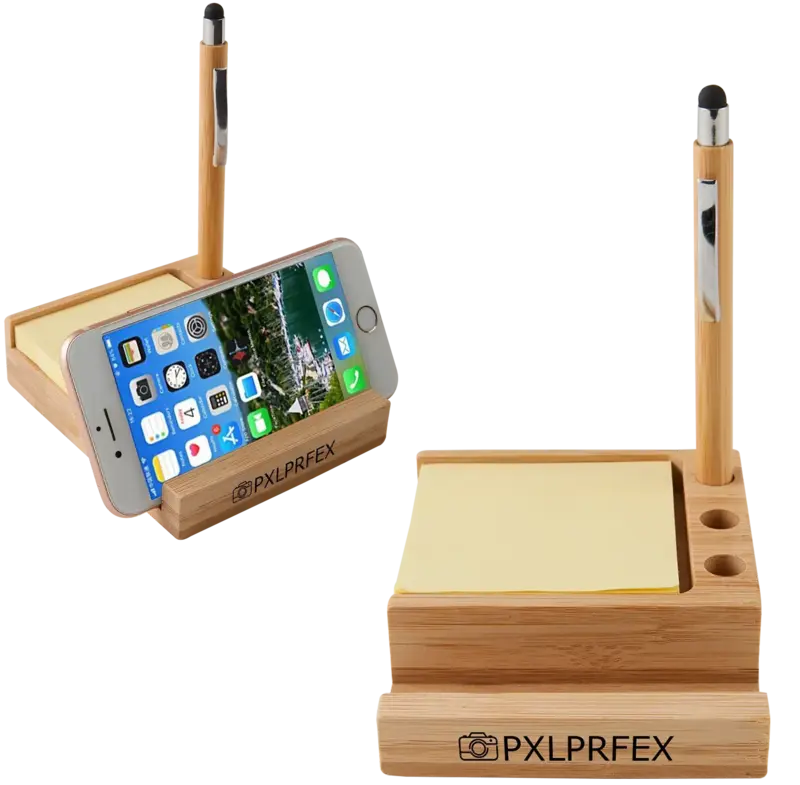 Personalized Bamboo Desk Organizer with Phone Holder.