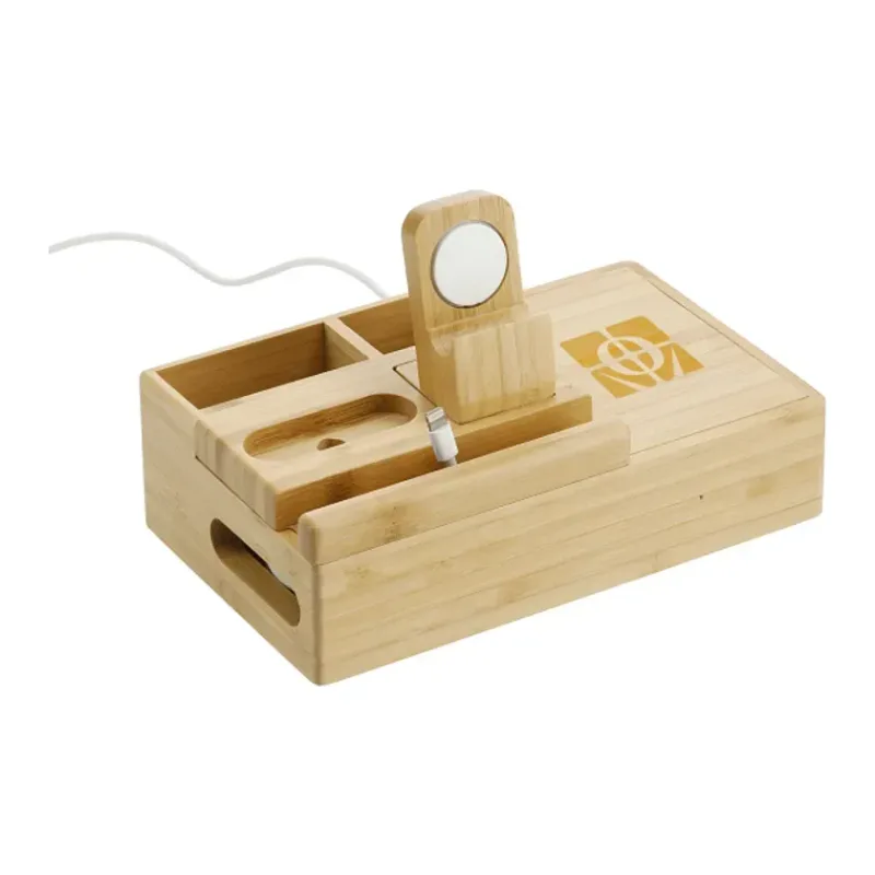 Custom Bamboo Wireless Charging Dock Station — view 10