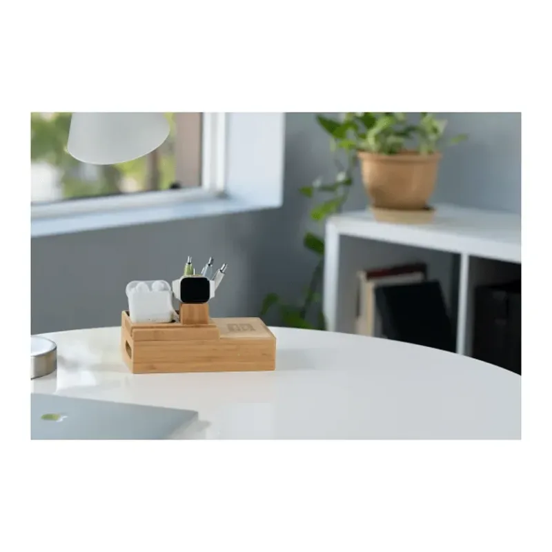 Custom Bamboo Wireless Charging Dock Station — view 13