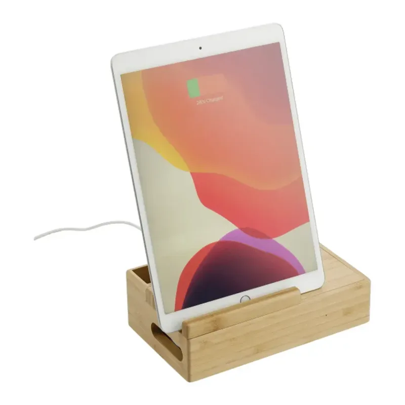 Custom Bamboo Wireless Charging Dock Station — view 3