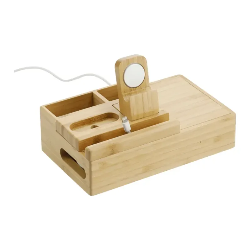 Custom Bamboo Wireless Charging Dock Station — view 7