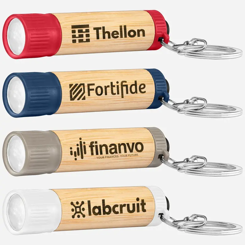 Bamboo LED Flashlight with Keyring