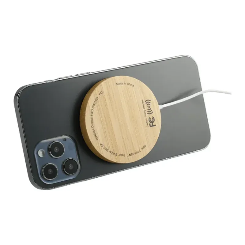 Custom Bamboo MagClick™ Fast Wireless Charging Pad — view 4