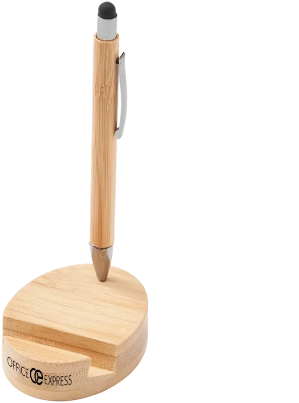 Custom Bamboo Magnetic Stylus Pen & Phone Stand