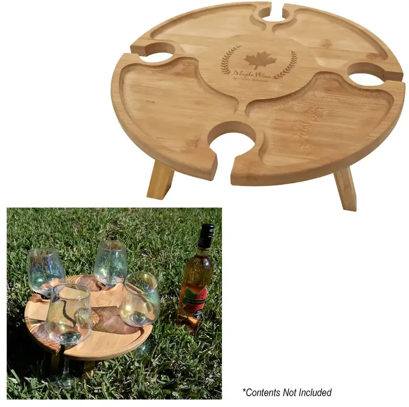 Bamboo Portable Wine & Cheese Table