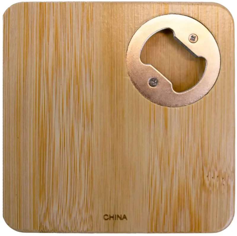Custom Bamboo Coaster & Bottle Opener (Square) - Personalized Promotional — view 5