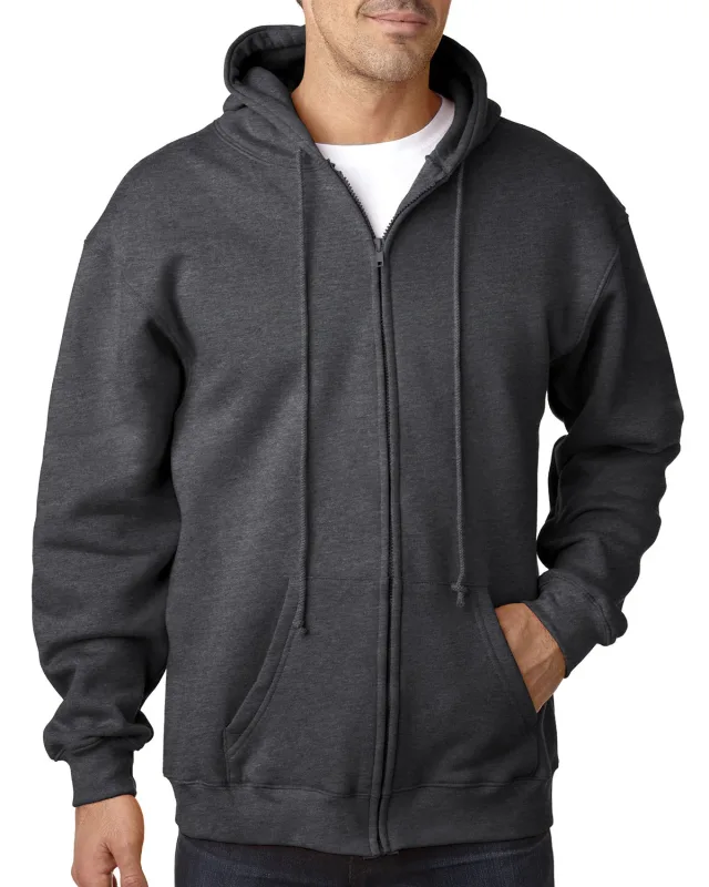 Bayside Adult USA Made Full-Zip Heavyweight Hooded Sweatshirt — view 2