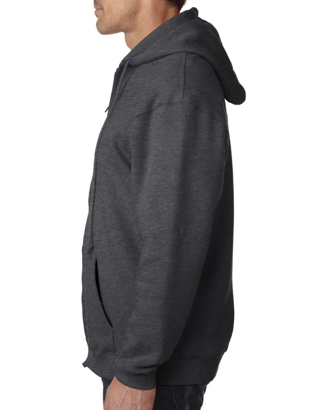 Bayside Adult USA Made Full-Zip Heavyweight Hooded Sweatshirt — view 3