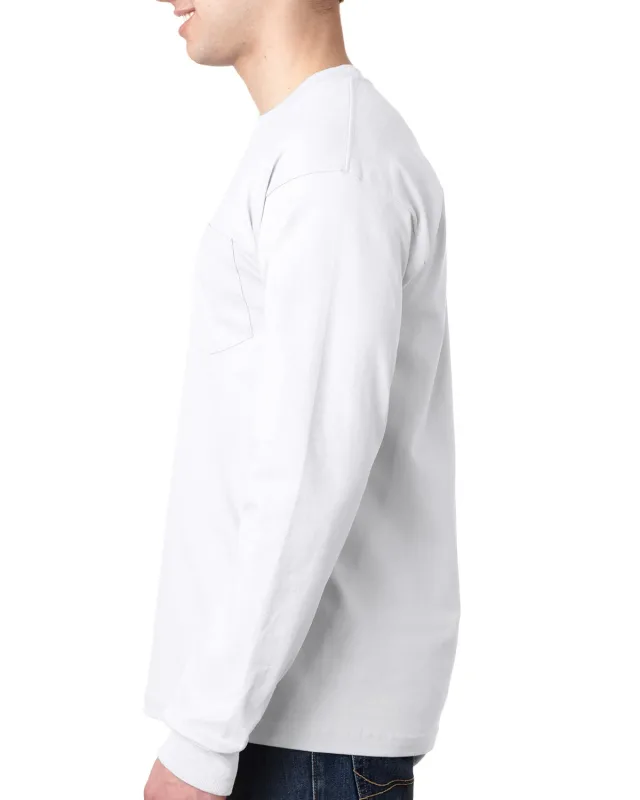 Bayside Adult USA Made Heavyweight Long-Sleeve Pocket T-Shirt — view 3