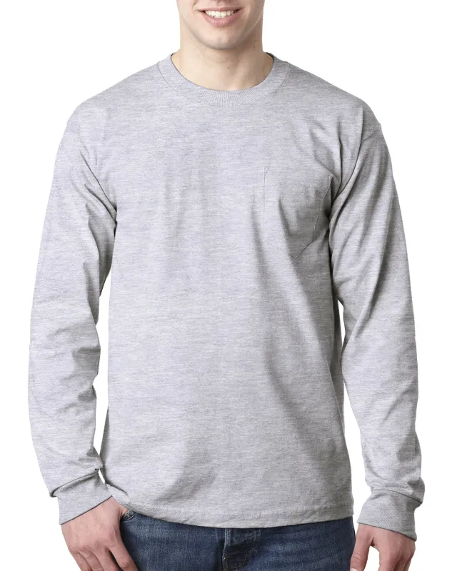 Bayside Adult USA Made Heavyweight Long-Sleeve Pocket T-Shirt — view 5
