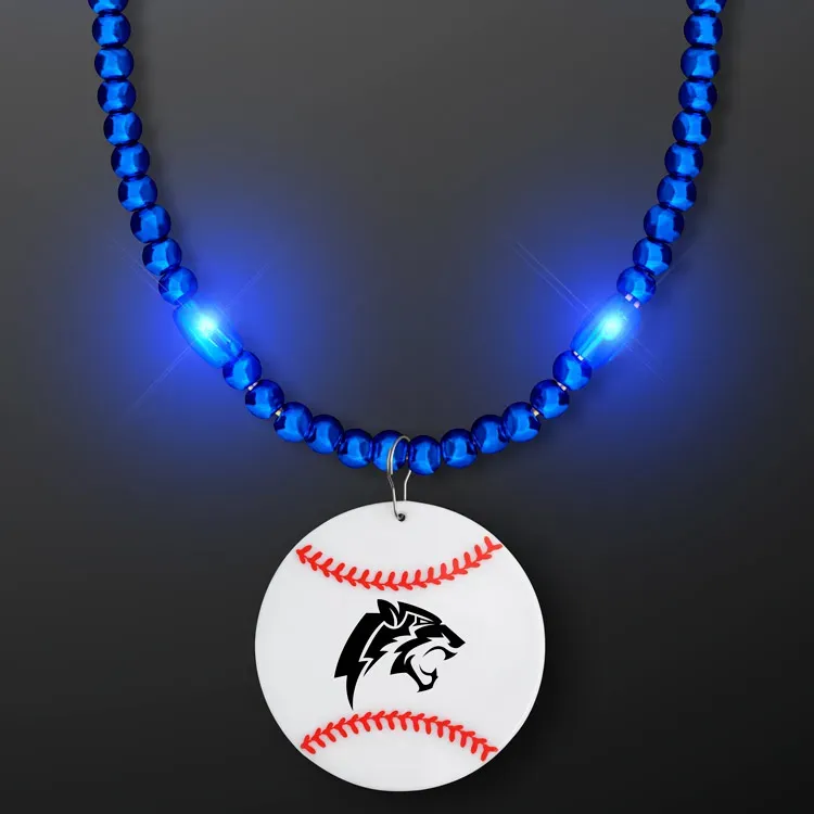 Bead Necklace with Baseball Medallion