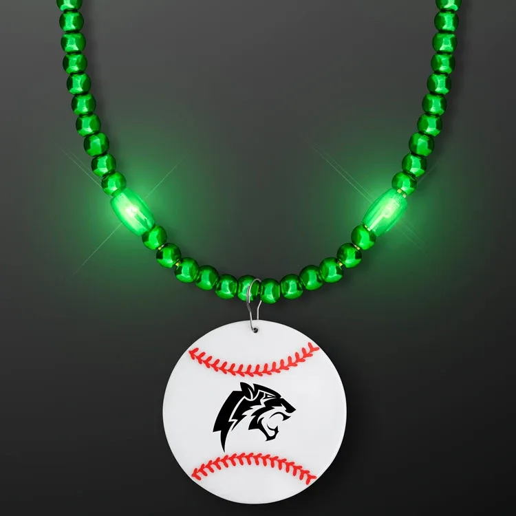 Bead Necklace with Baseball Medallion — view 4