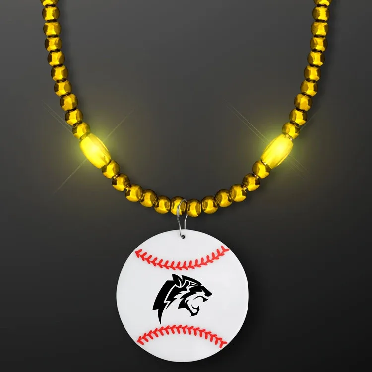 Bead Necklace with Baseball Medallion — view 5