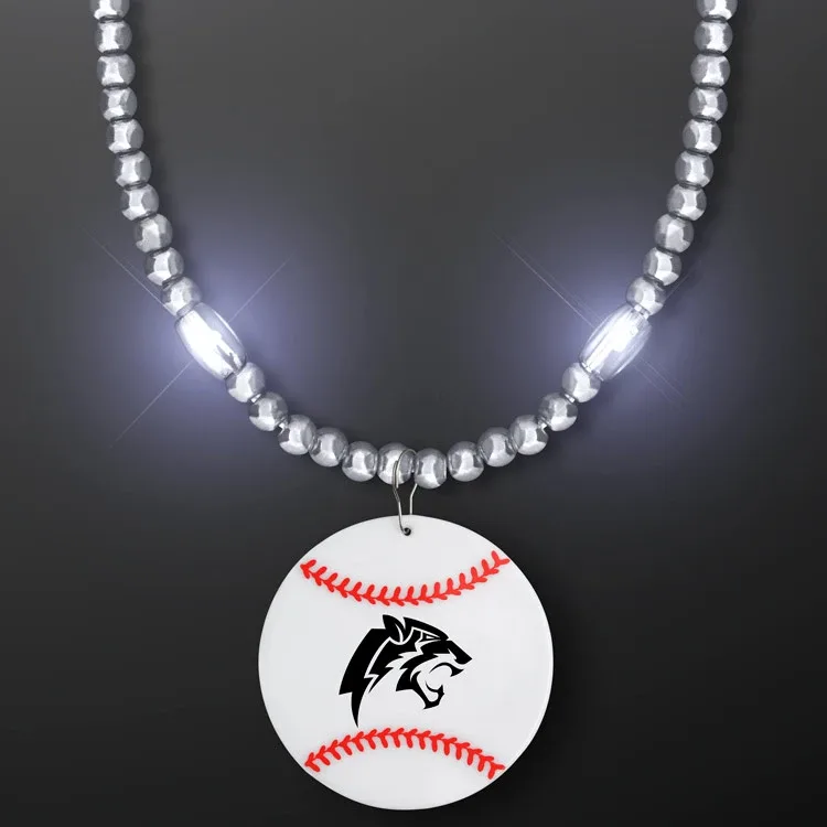 Bead Necklace with Baseball Medallion — view 6