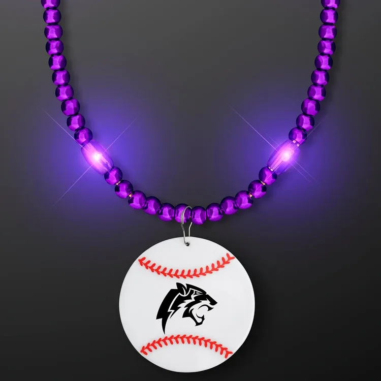 Bead Necklace with Baseball Medallion — view 7