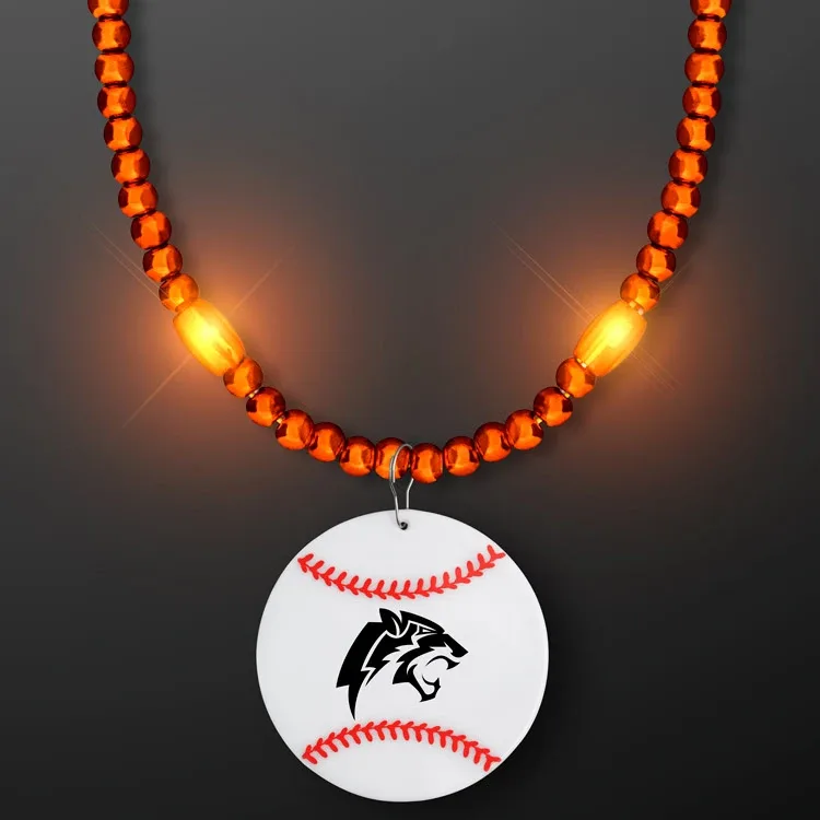 Bead Necklace with Baseball Medallion — view 9