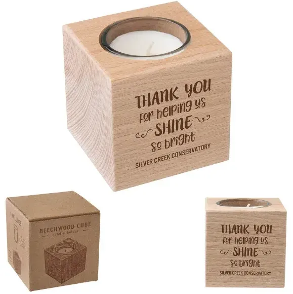 Beechwood Cube Candle Holder