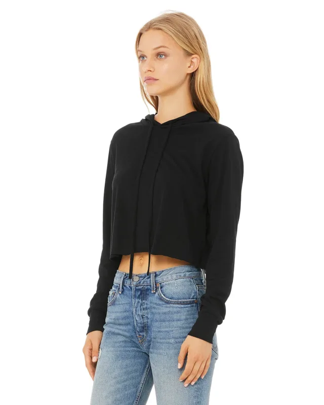 Bella + Canvas Ladies' Cropped Long Sleeve Hooded T-Shirt — view 12