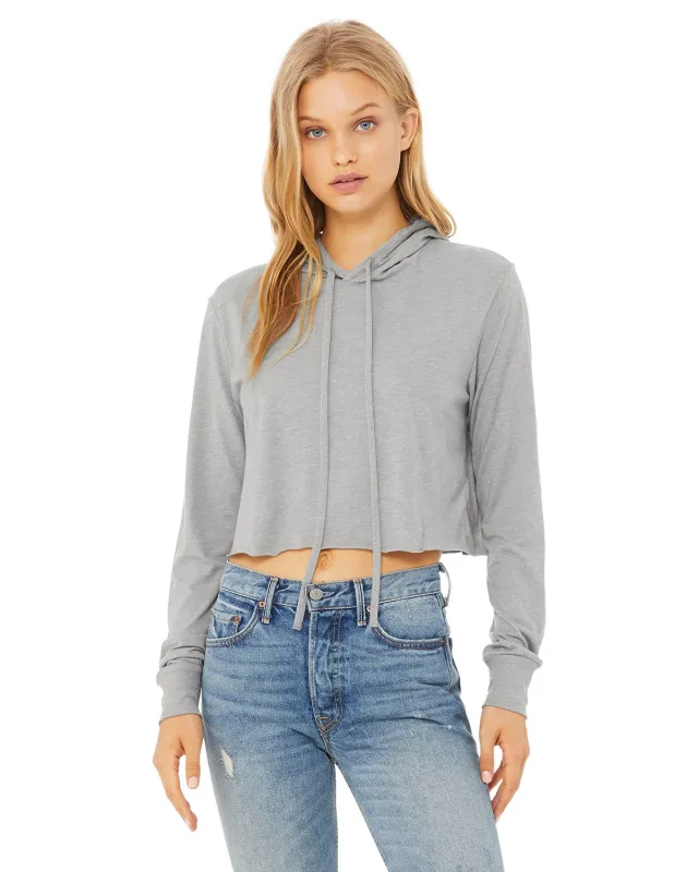 Bella + Canvas Ladies' Cropped Long Sleeve Hooded T-Shirt — view 17