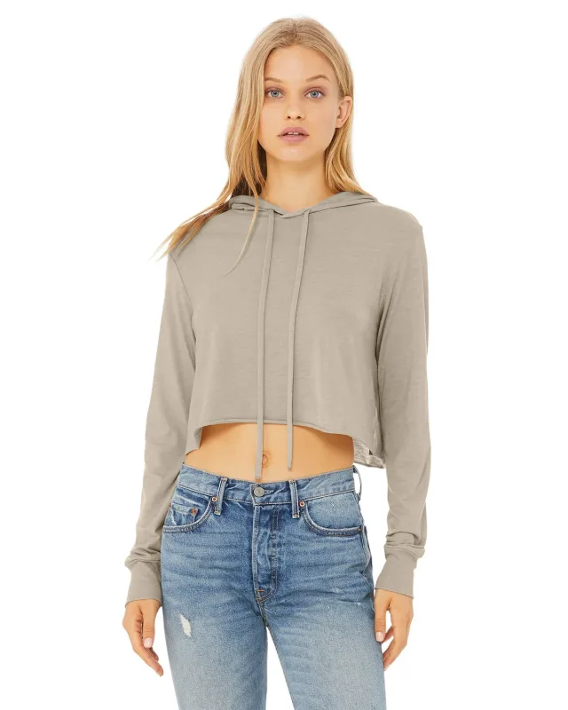 Bella + Canvas Ladies' Cropped Long Sleeve Hooded T-Shirt — view 2