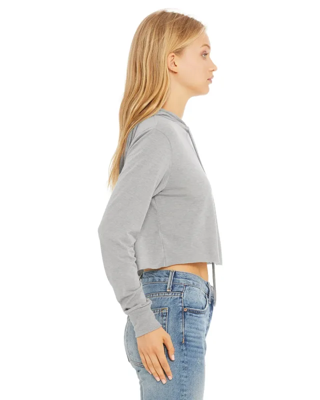 Bella + Canvas Ladies' Cropped Long Sleeve Hooded T-Shirt — view 22