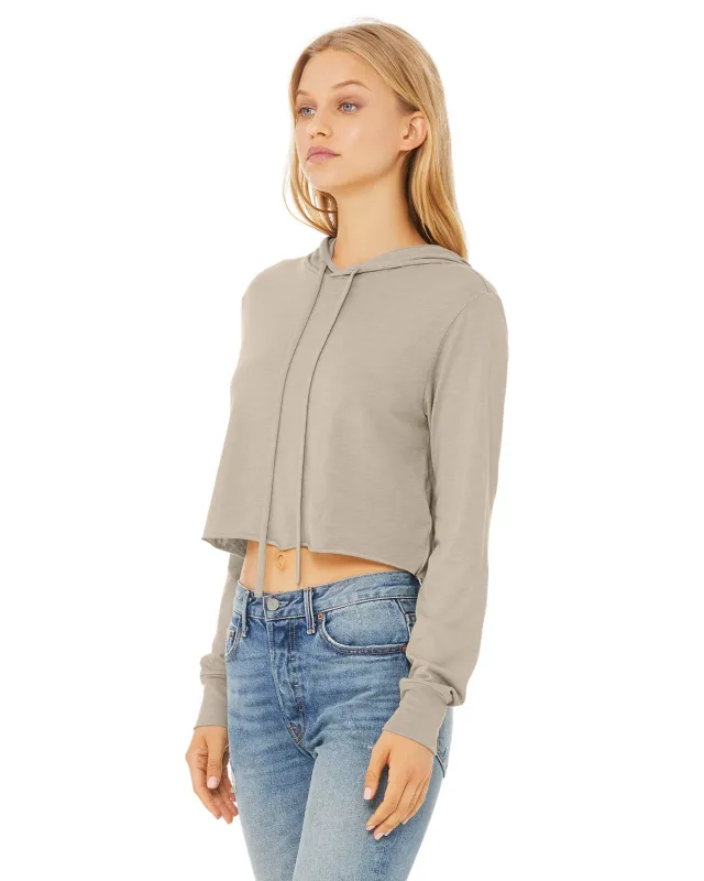 Bella + Canvas Ladies' Cropped Long Sleeve Hooded T-Shirt — view 3