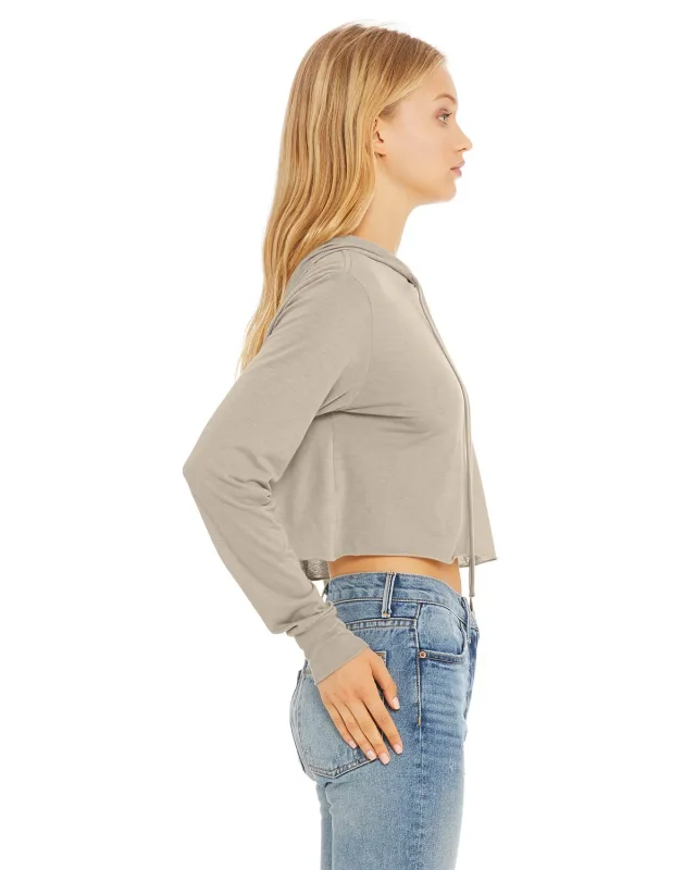 Bella + Canvas Ladies' Cropped Long Sleeve Hooded T-Shirt — view 4