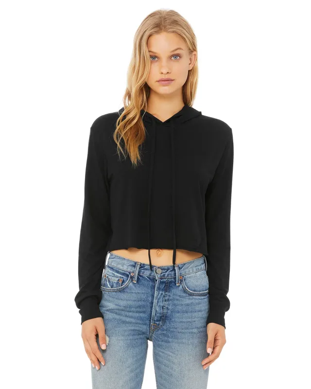 Bella + Canvas Ladies' Cropped Long Sleeve Hooded T-Shirt — view 8