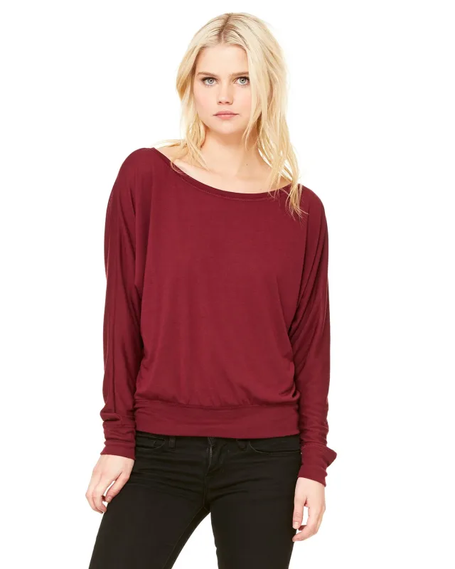 Bella + Canvas Ladies' Flowy Long-Sleeve Off Shoulder T-Shirt — view 12