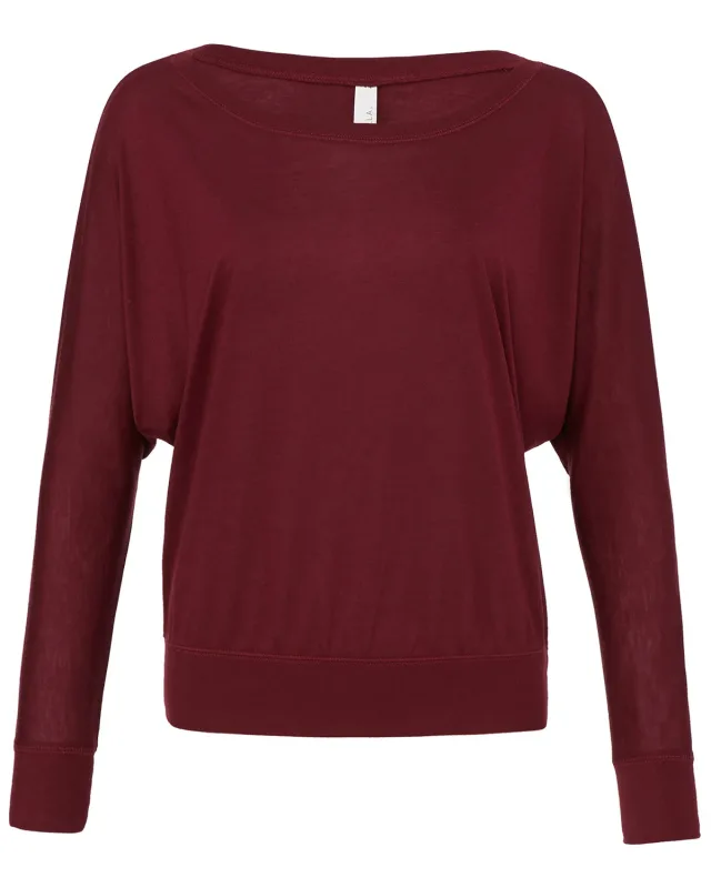 Bella + Canvas Ladies' Flowy Long-Sleeve Off Shoulder T-Shirt — view 15