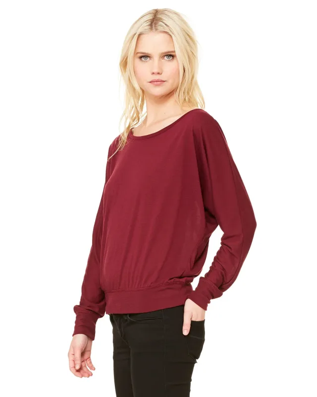 Bella + Canvas Ladies' Flowy Long-Sleeve Off Shoulder T-Shirt — view 16