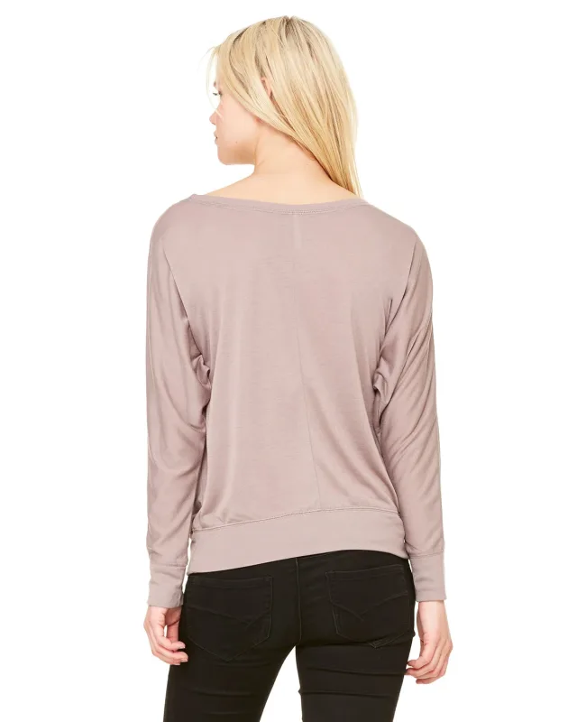 Bella + Canvas Ladies' Flowy Long-Sleeve Off Shoulder T-Shirt — view 17