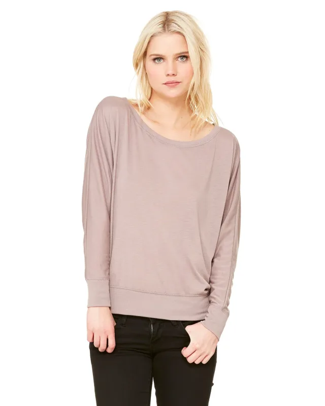Bella + Canvas Ladies' Flowy Long-Sleeve Off Shoulder T-Shirt — view 18