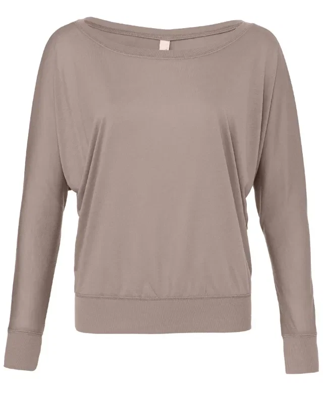 Bella + Canvas Ladies' Flowy Long-Sleeve Off Shoulder T-Shirt — view 21