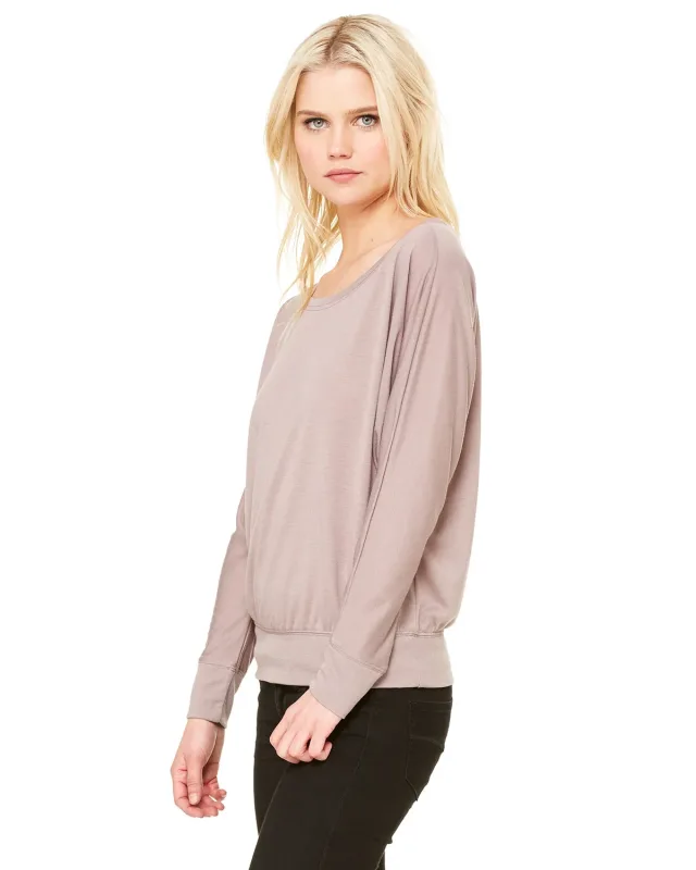 Bella + Canvas Ladies' Flowy Long-Sleeve Off Shoulder T-Shirt — view 22