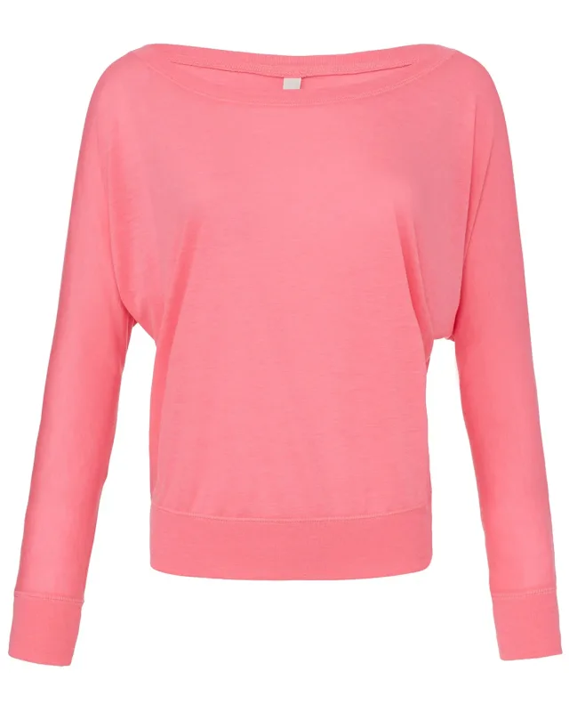 Bella + Canvas Ladies' Flowy Long-Sleeve Off Shoulder T-Shirt — view 25