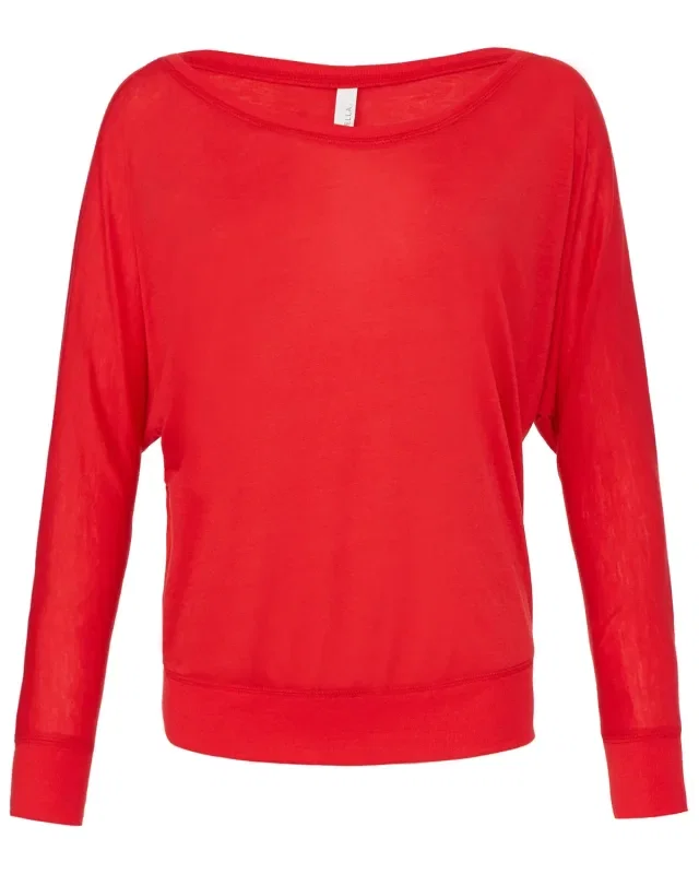 Bella + Canvas Ladies' Flowy Long-Sleeve Off Shoulder T-Shirt — view 3