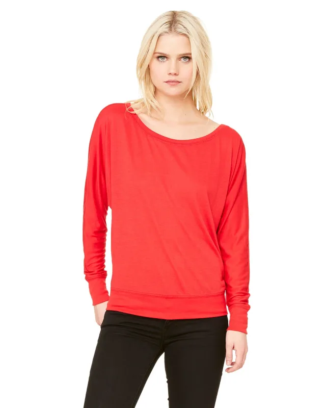 Bella + Canvas Ladies' Flowy Long-Sleeve Off Shoulder T-Shirt — view 4