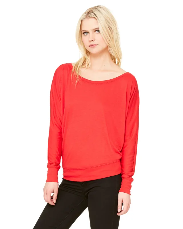 Bella + Canvas Ladies' Flowy Long-Sleeve Off Shoulder T-Shirt — view 8