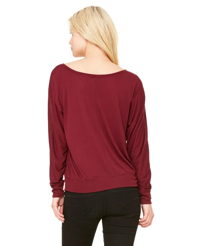 Bella + Canvas Ladies' Flowy Long-Sleeve Off Shoulder T-Shirt — view 9