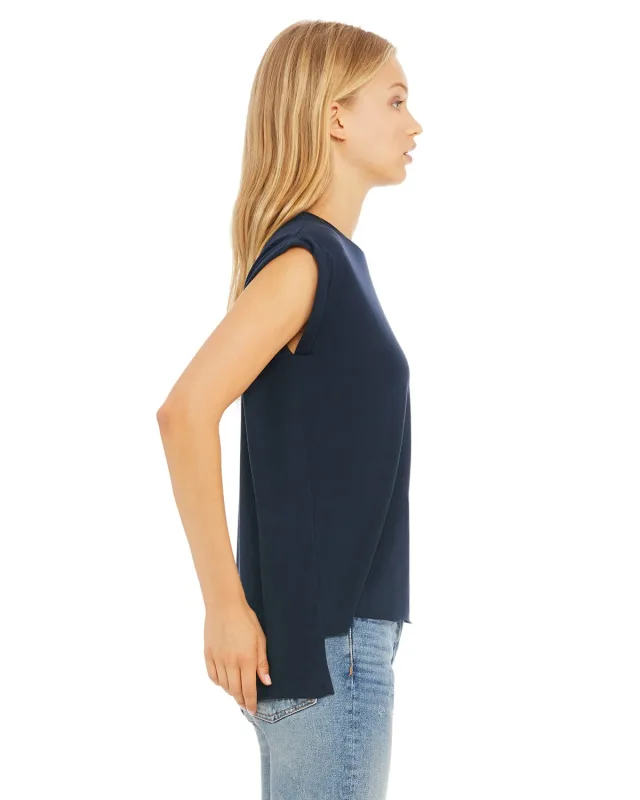Bella + Canvas Ladies' Flowy Muscle T-Shirt with Rolled Cuff — view 12