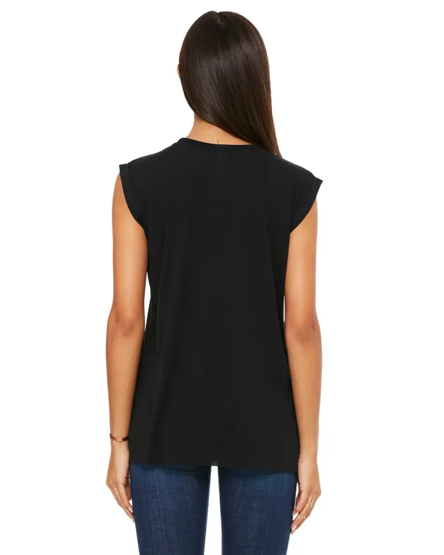 Bella + Canvas Ladies' Flowy Muscle T-Shirt with Rolled Cuff — view 13