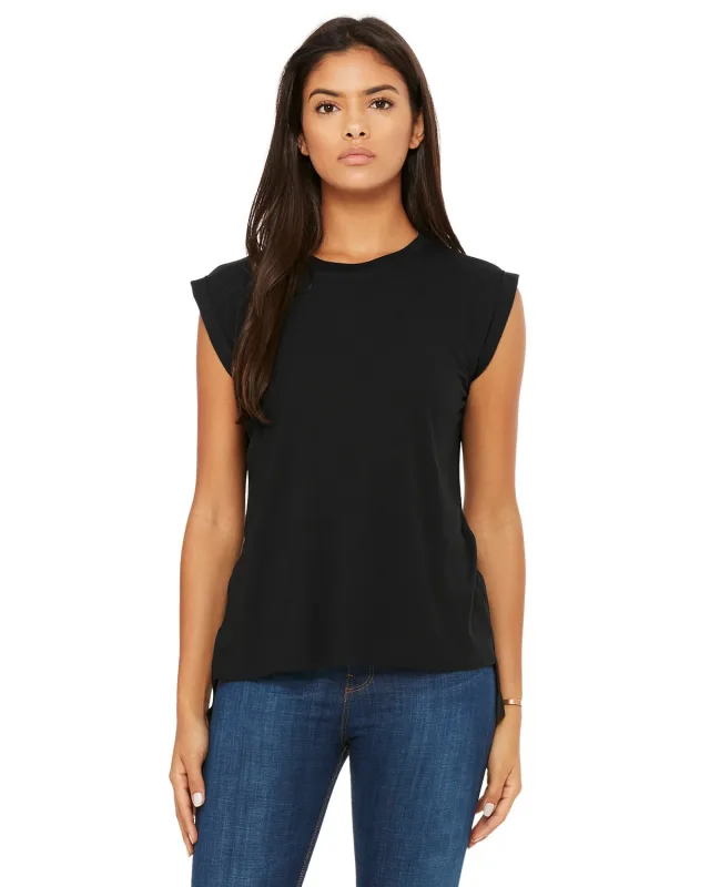 Bella + Canvas Ladies' Flowy Muscle T-Shirt with Rolled Cuff — view 14