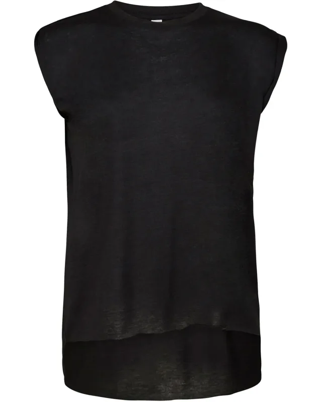 Bella + Canvas Ladies' Flowy Muscle T-Shirt with Rolled Cuff — view 17