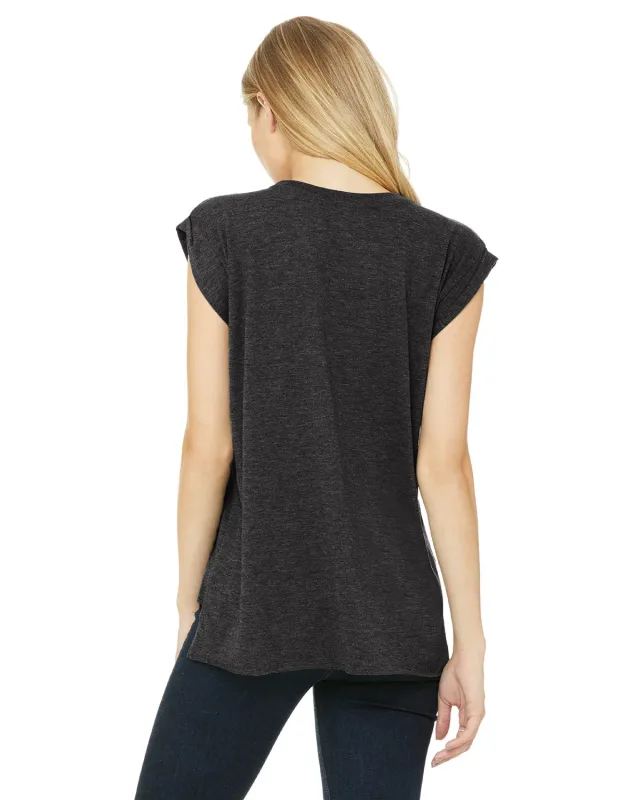 Bella + Canvas Ladies' Flowy Muscle T-Shirt with Rolled Cuff — view 18