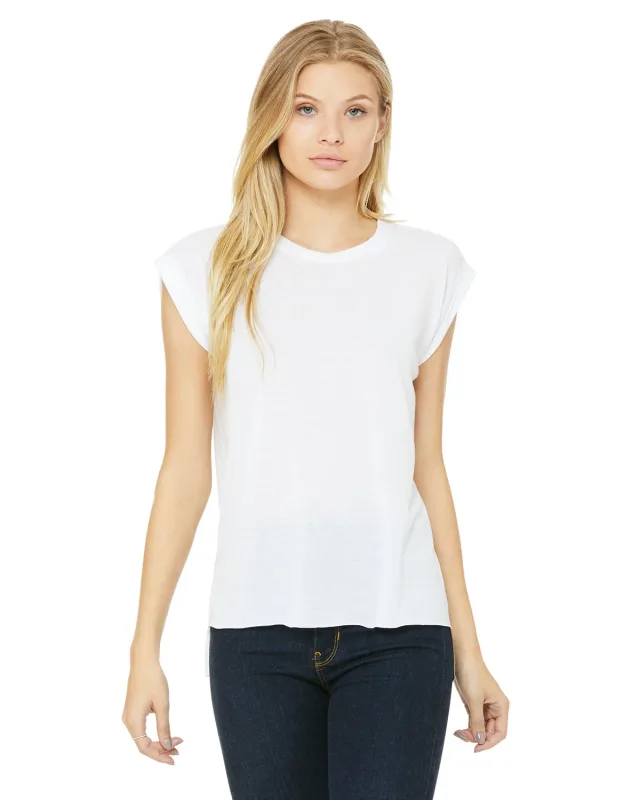 Bella + Canvas Ladies' Flowy Muscle T-Shirt with Rolled Cuff — view 2