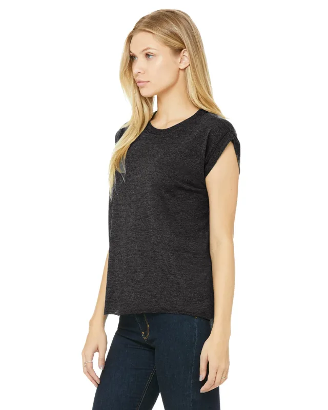 Bella + Canvas Ladies' Flowy Muscle T-Shirt with Rolled Cuff — view 20