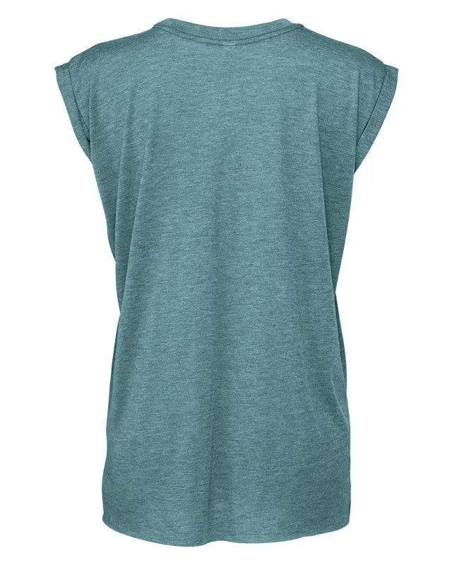 Bella + Canvas Ladies' Flowy Muscle T-Shirt with Rolled Cuff — view 24